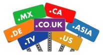 Register country domain names like .US, .CA, .CO.UK, .ASIA, .MX, etc